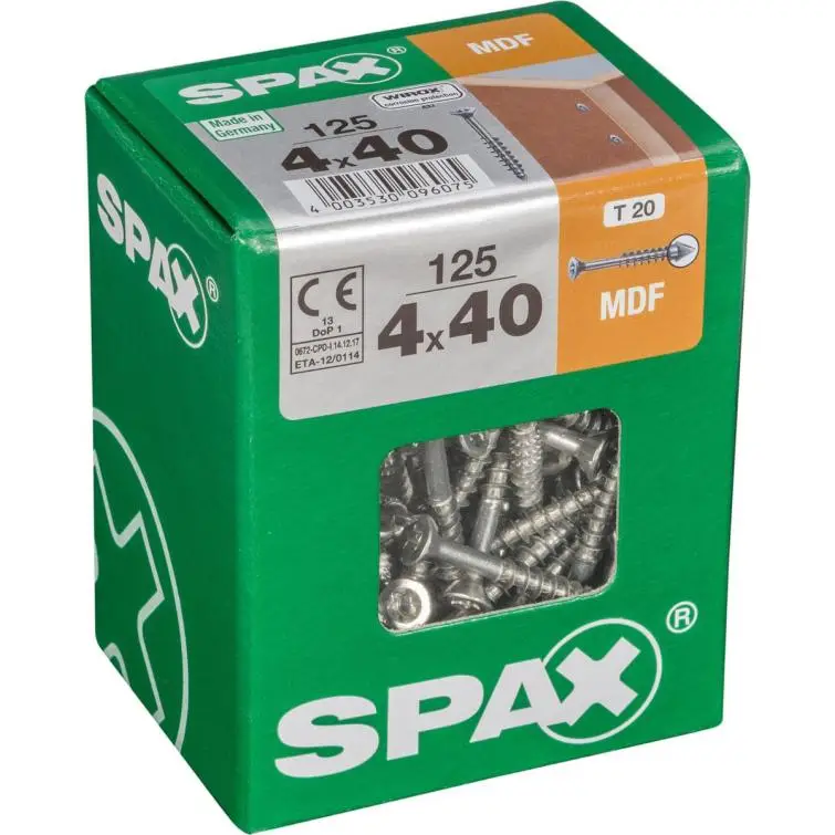 SPAX MDF countersunk T-STAR plus partial thread WIROX A9J 4x40 L 125st Betaalbaar